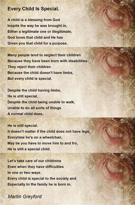 Every Child Is Special Every Child Is Special Poem By Martin Greyford