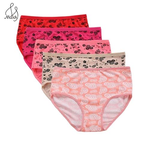 Maidy 4pcs Pack Women Sexy Cotton Panties Print Panty Underwear Mid Waist Woman Briefs Female