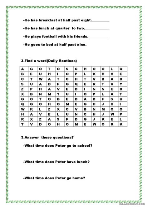 Daily Routines Word Search English ESL Worksheets Pdf Doc