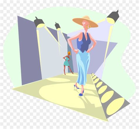 vector illustration of fashion runway with model under fashion show clip art hd png download