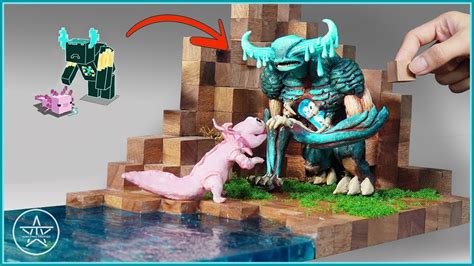 Diorama Of Realistic Minecraft Warden And Axolotl How To Make With