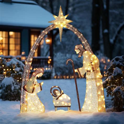 Buy 5ft Lighted Christmas Outdoor Nativity Scene Large Light Up Nativity Scene Silhouette Indoor