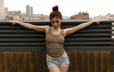 Обои Hot Girl Brown Hair Model Outside Sexy Woman Photoshoot