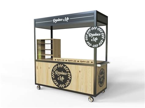 Cafe Mobile Cart Coffee Stall With Wheels Customize Design