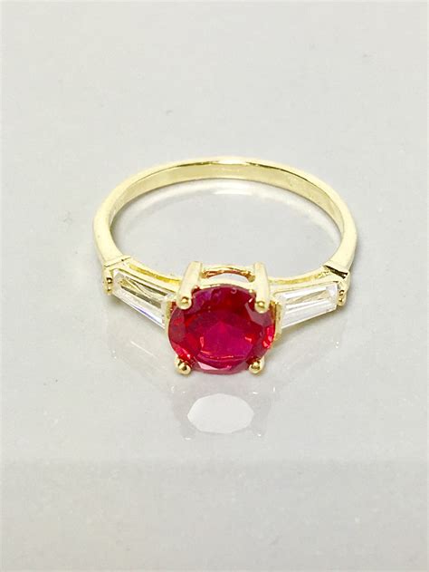New 14k Real Solid Gold Womens Ring Ladies Ruby Ring Womens Etsy