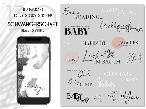 130 Instagram Story Sticker Pregnancy Black White Baby Etsy