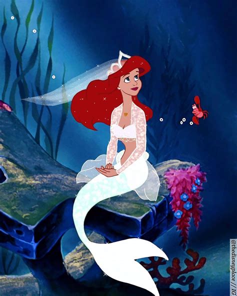 Ariel As A Mermaid Feat Sebastian Drawing By Thedisneyplace