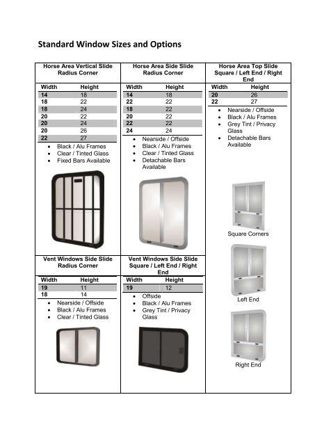 Standard Window Sizes And Options Brooklands Farm