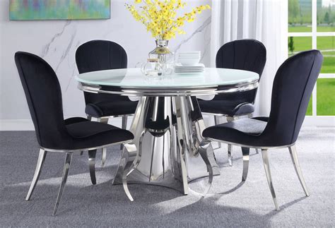 3.3 out of 5 stars 60. Hiero Frosted White Glass/Silver Metal Round Dining Table ...