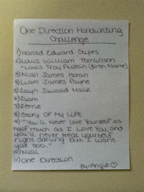 The Handwriting Challenge One Direction Sorry If Its Messy Blurry