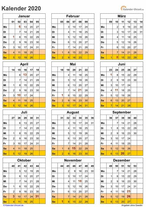 Kalender 2021 kostenlos downloaden und ausdrucken. KALENDER 2020 ZUM AUSDRUCKEN - KOSTENLOS
