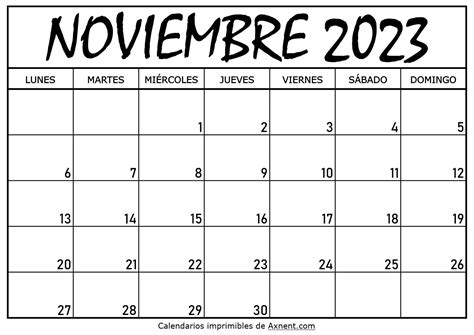 Plantilla Imprimible De Calendario De Noviembre De 2023 Time