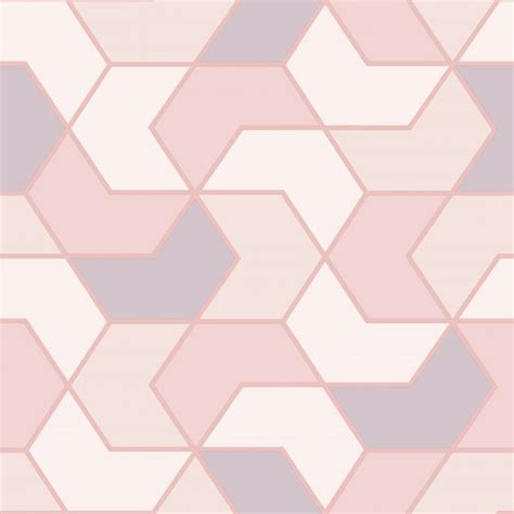 Buy soft blue hexagons wallpaper today or come in and see our other designs. RASCH Portfolio Pink & Rose Gold Geometric Wallpaper 270310 - Uncategorised from Wallpaper Depot UK