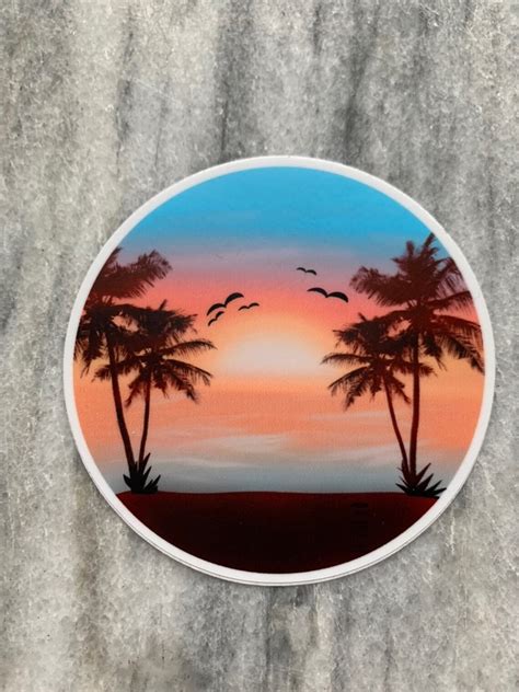 Beach Sunset Sticker Etiqueta Engomada Hydroflask Pegatina Etsy