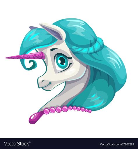 Cute Cartoon Little Unicorn Face Royalty Free Vector Image
