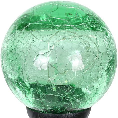 Decorative Solar Green Glass Ball Bead Garden Stake Exhart