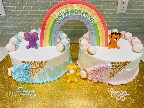 Evan And Reya Baby Animals Twins Birthday Cake Rashmis Bakery