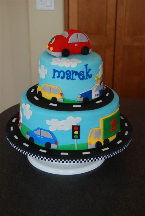 Two years old, you turned my sweet baby today. Vehicles Birthday Cake - Made for a little boy who loves ...