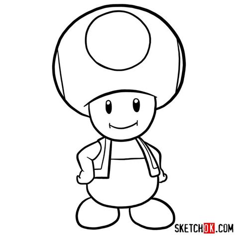 How To Draw Toad Super Mario SketchOk Step By Step Drawing