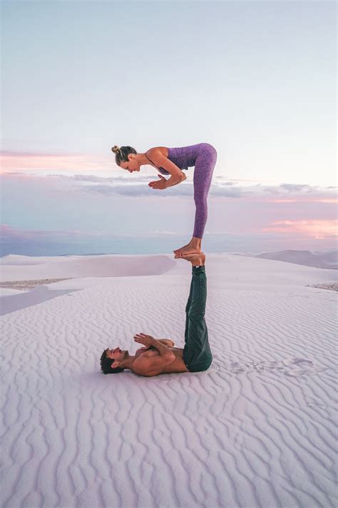Acro In The White Sands Yoga Poses Photography Couples Yoga Poses