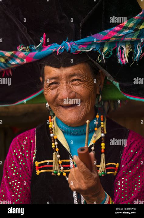 Yi Tribal Woman In Traditional Clothes Yongsheng Yunnan Province