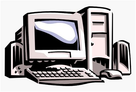 Vector Illustration Of Personal Desktop Computer System Cartoon