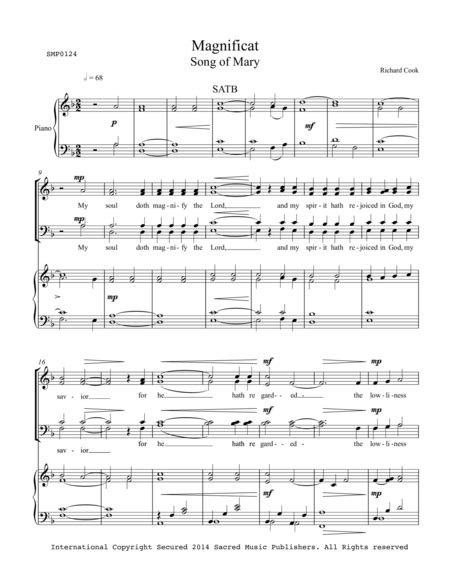 Magnificat Song Of Mary Satb Music Sheet Download