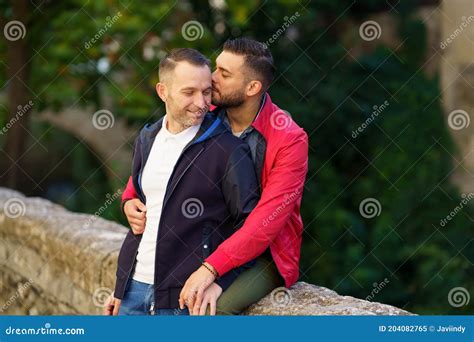 Gay Couple In A Romantic Moment Outdoors Stock Image Image Of