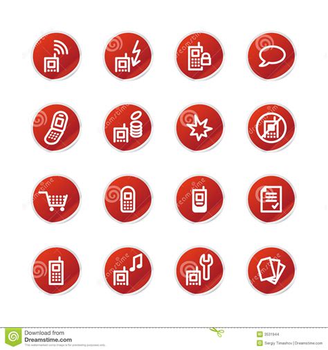Red Sticker Mobile Phone Icons Stock Vector Illustration