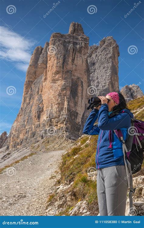 Pretty Young Woman In Italien Dolomites South Tyrol Italien Alps Tre