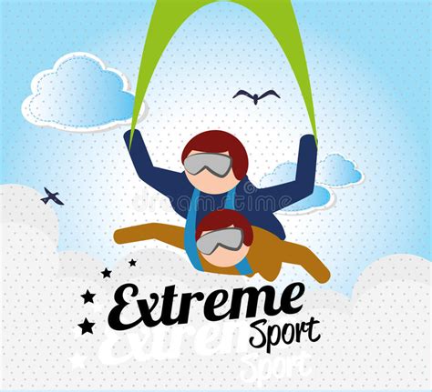 Parachuting Man Extreme Sport Graphic Stock Vector Illustration Of