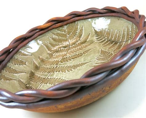 Large Pottery Serving Bowl Decorative Ceramic By Botanic2ceramic