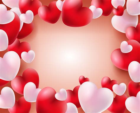Valentines day background with red and white balloons 3d ...