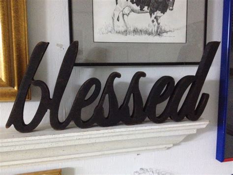 Blessed Sign Words Handpainted Wood Plaque Shabby Chic Antiqued And