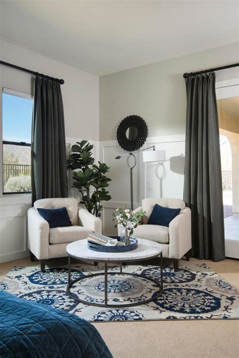 Although it doesn't include any seating with it, it's offered in a variety of color combinations, so it's easy to find dining chairs that'll fit well with. Contemporary Blue And White Master Bedroom Sitting Area ...