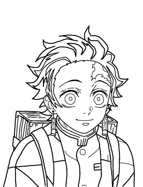 Smiling Tanjiro Face Coloring Page Download Print Or Color Online