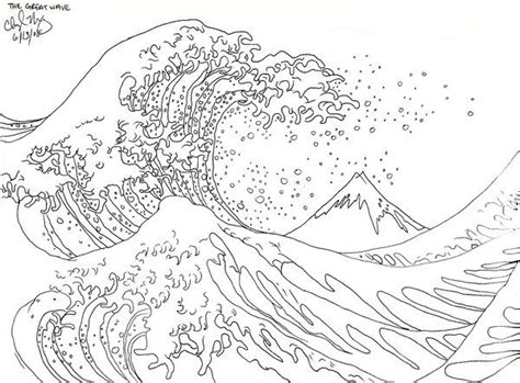 The Great Wave off Kanagawa | Wave painting, Wave drawing, Waves sketch