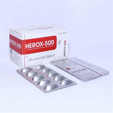 Herox 500 Cefuroxime Axetil 500 Mg Tablets 1010 Prescription Rs 480