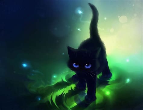 Black Cat Anime Cute Anime Cat Cute Cat Illustration