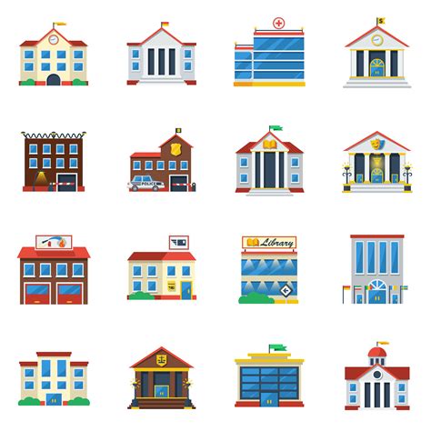46 Buildings Icon Vector Background