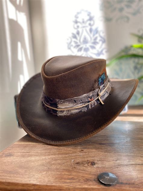 Custom Western Leather Cowboy Hat Bespoke Hat Leather Hat Etsy