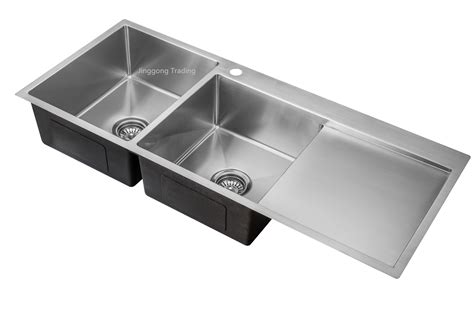 Handmade Stainless Steel Kitchen Sink Double Bowls With Drainer Cm