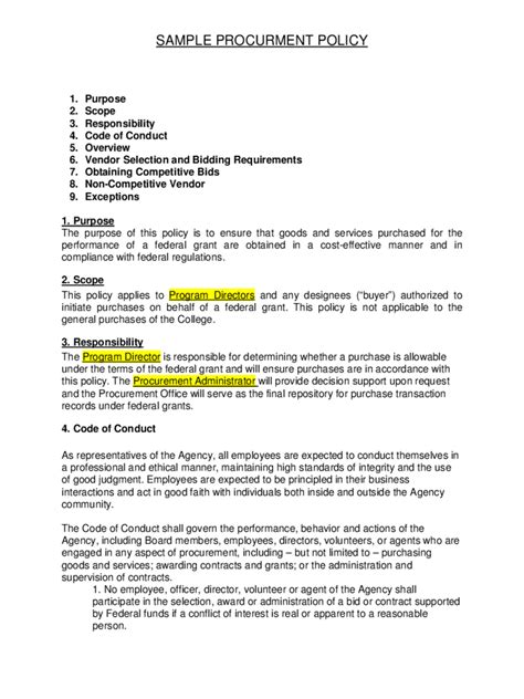 Purchasing Policy Template 2 Free Templates In Pdf Word Excel Download