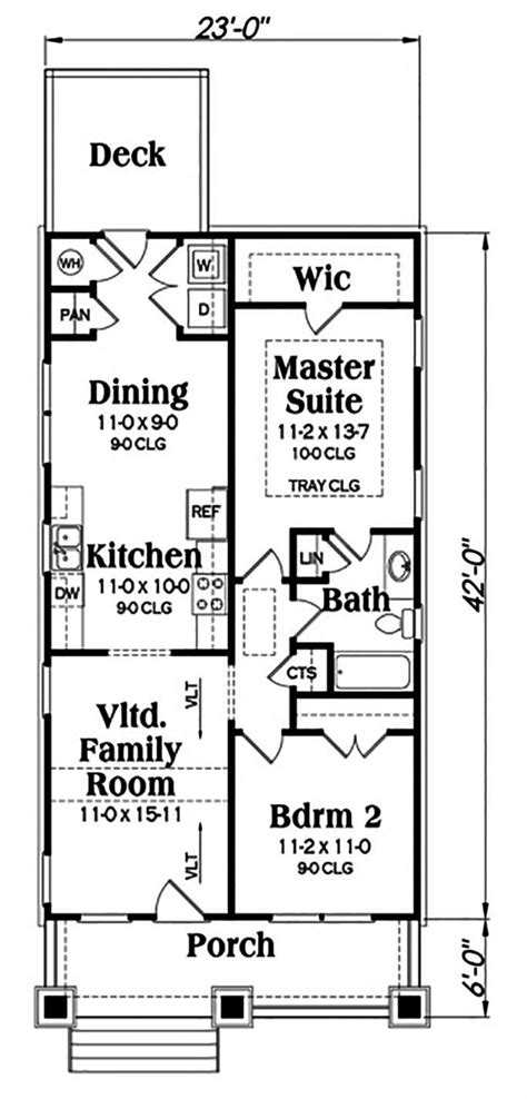 2 Bedroom Bungalow House Plan Design 1 Bath 966 Sq Ft Ranch Style