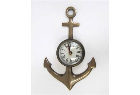 Brass Anchor With Clock Nautical Wall Decor
