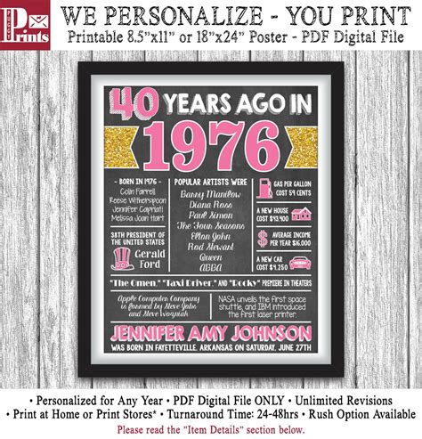 Free Printable The Year You Were Born Fanny Printable