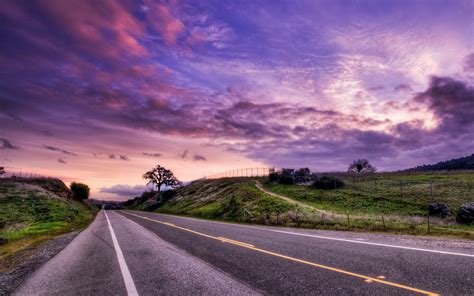 Hdr Landscape Sunset Road Phone Wallpapers