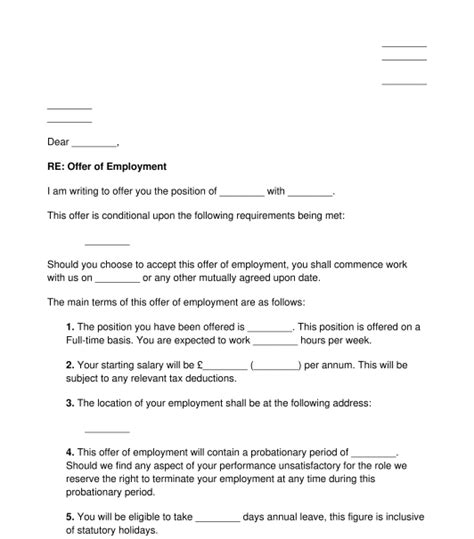 Offer Of Employment Letter Template Word And Pdf