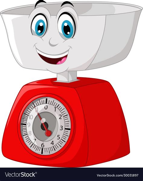 Funny Red Weigh Kitchen Scale Cartoon Royalty Free Vector