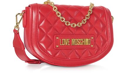 Love Moschino Red New Quilted Eco Leather Top Handle Crossbody At Forzieri